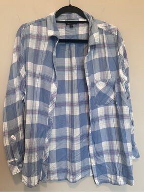 Well Worn Blue, White & Pink Plaid Button-Down Shirt